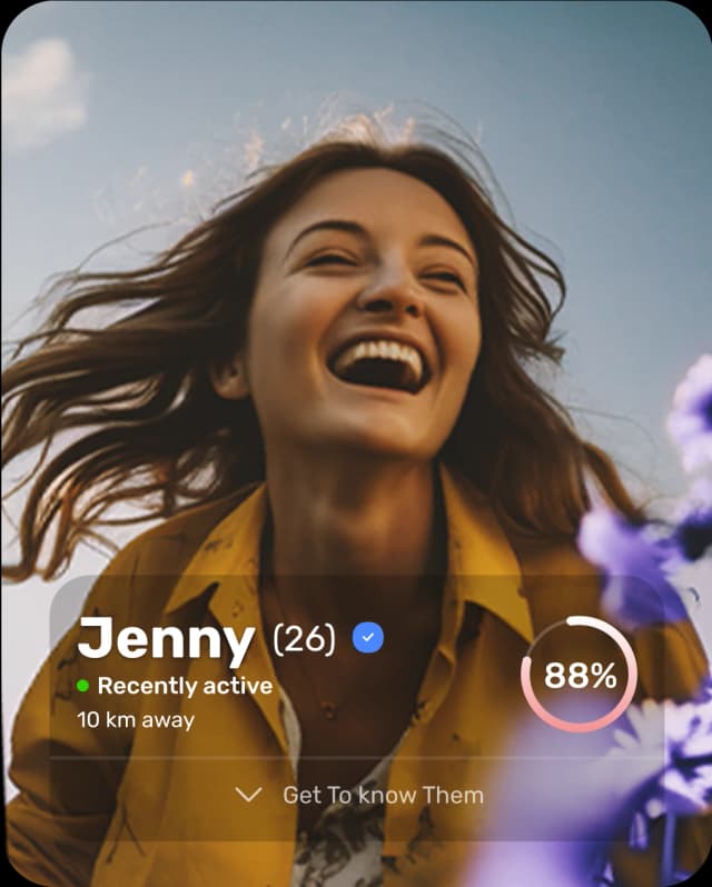 Smiling woman looking forward to genetic compatibility matching on Lovster